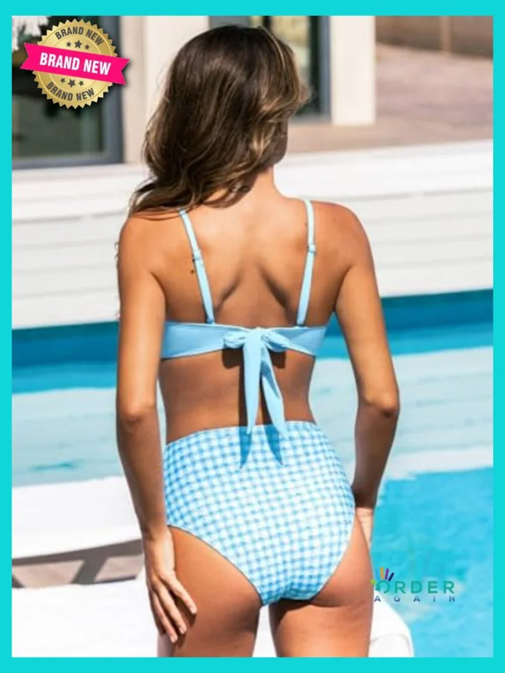 Two Piece Swimsuit High Waisted Square Neck Removable Straps Ruched Bikini Set